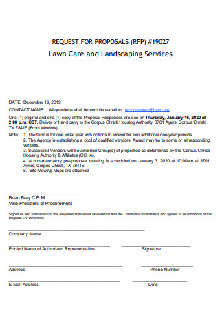 Lawn Care Landscaping Services Contract Proposal