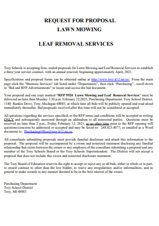 Lawn Mowing and Leaf Removal Services Proposal