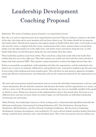 Leadership Development Coaching Proposal