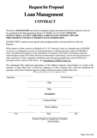 Loan Management Contract Proposal