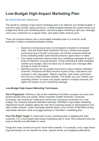 Low Budget High Impact Marketing Plan