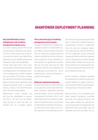 Man Power Deployment Planning