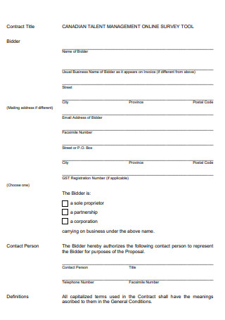 Management Contract Proposal Form