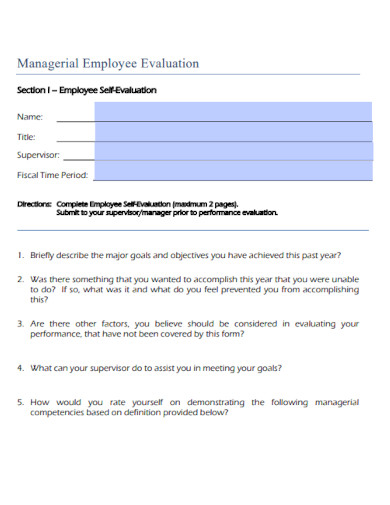 Managerial Employee Evaluation