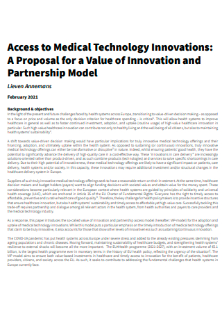 Medical Technology Innovations Partnership Model Proposal