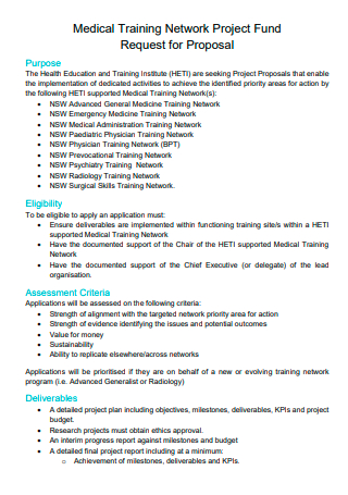 Medical Training Network Project Fund Proposal
