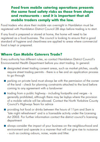 Mobile Catering Business Plan Guidelines