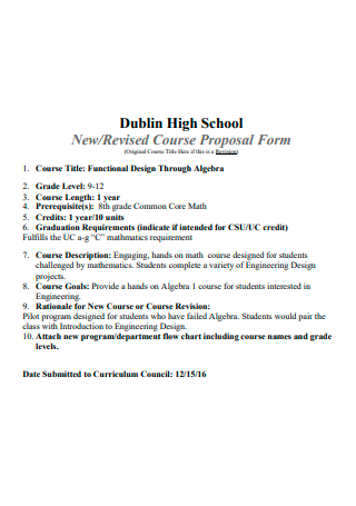 New Revised Course Proposal Form