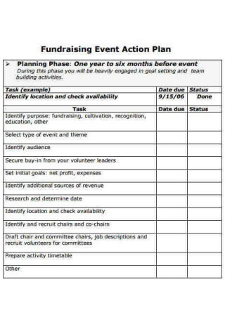 Nonprofit Fundraising Event Action Plan