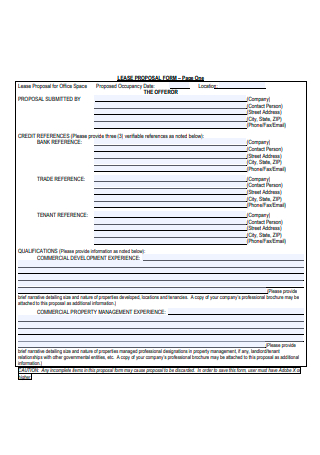 Office Lease Proposal Form