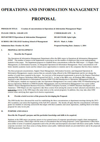 Operations Information Management Proposal