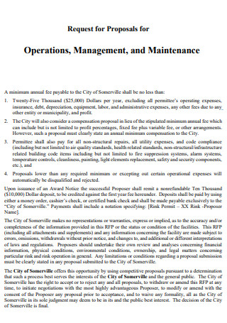 Operations Management Request for Proposal