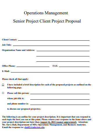 Operations Project Management Proposal