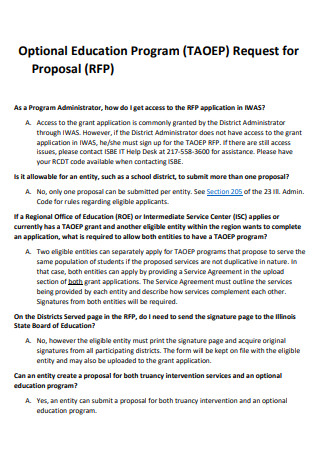 Optional Education Program Proposal