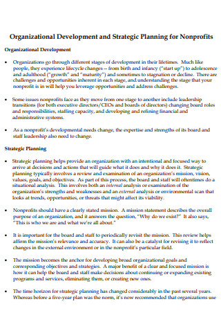 Organizational Development and Strategic Planning for Nonprofits