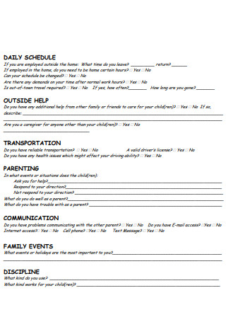Parenting Assessment Plan Instructions