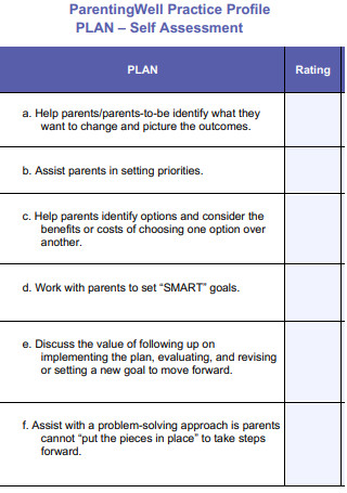 Parenting Self Assessment Plan