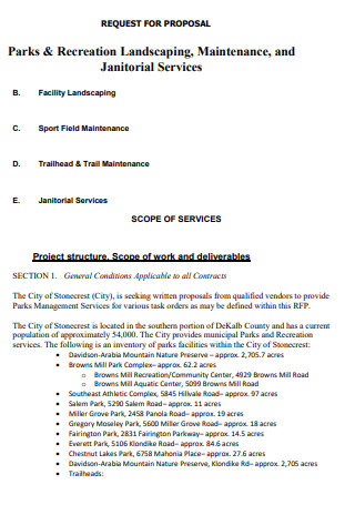 Parks And Recreation Landscaping Maintenance Janitorial Services Proposal 