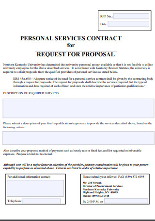 Personal Service Contract Proposal
