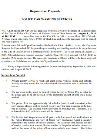 Police Car Wash Contract Proposal