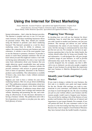 Printable Direct Marketing Planning