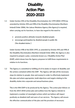 Printable Disability Action Plan
