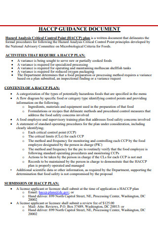 Printable HACCP Control Plan