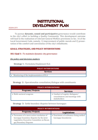 Printable Institutional Development Plan