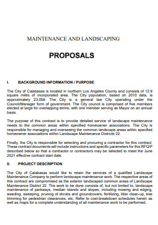 Printable Landscaping Maintenance Proposal