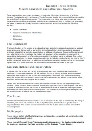 Printable Thesis Research Proposal