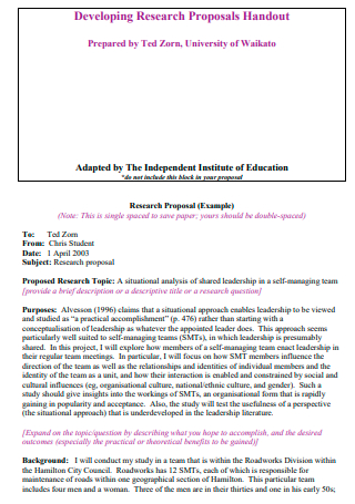 Printable University Research Proposal