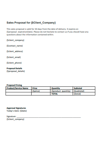 Product Sales Proposal Example