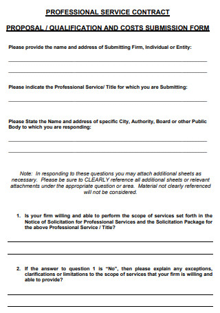 Professional Service Contract Proposal Form