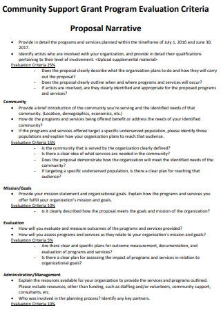 Program Evaluation Criteria Proposal