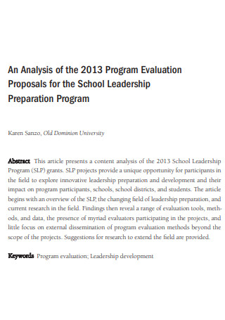 Program Evaluation Proposals for School