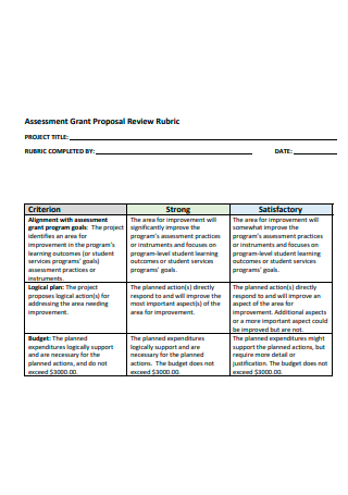 Project Assessment Grant Proposal