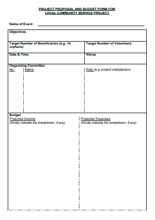 Project Budget Proposal Form