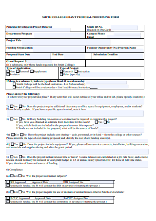 Project Grant Proposal Processing Form