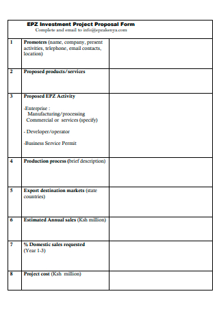 Project Investment Proposal Form