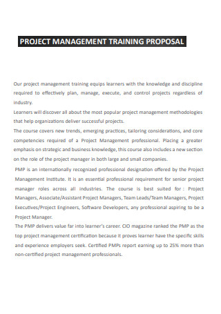 Project Management Training Proposal