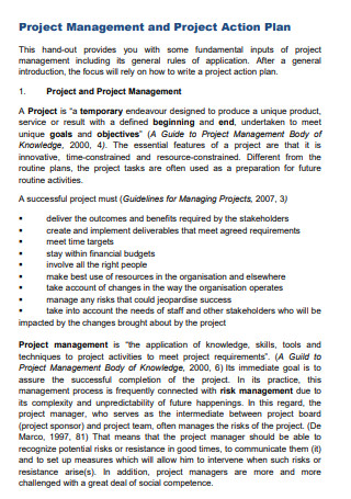 Project Management and Project Action Plan