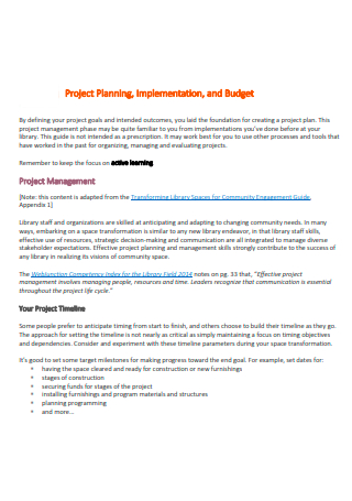 Project Plan Budget in PDF