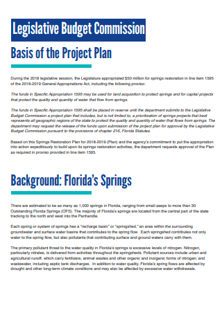 Project Plan Legislative Budget Commission
