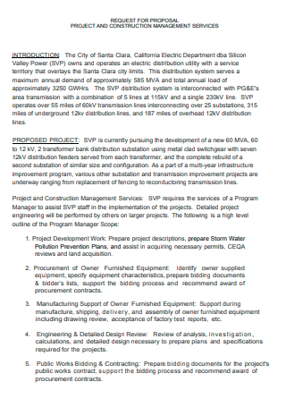 Project and Construction Management Services Proposal