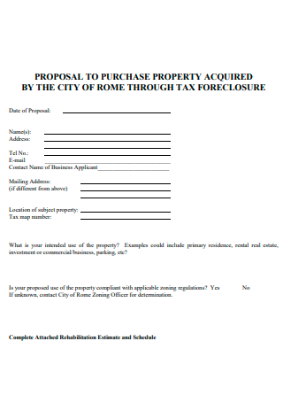Property Acquired Purchase Proposal