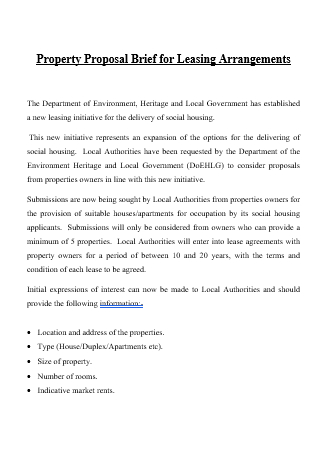 Property Leasing Arrangements Proposal