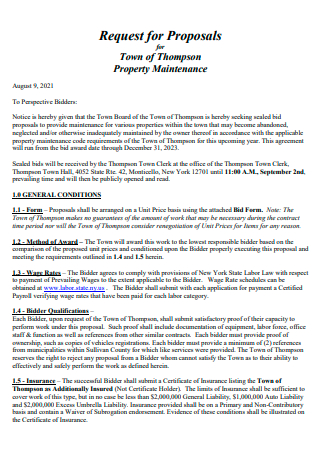 Property Maintenance Proposal Example