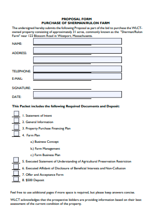 Property Purchase Proposal Form