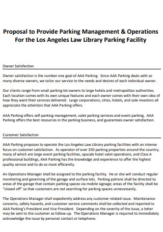 Proposal for Parking Management and Operations