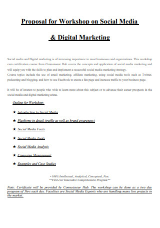 Proposal for Workshop on Marketing Training